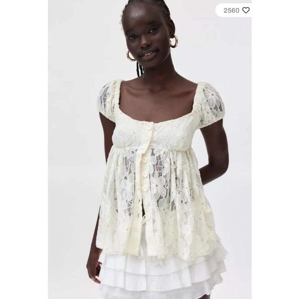 Kimchi Blue Loren Lace Babydoll Top Women's Size Small